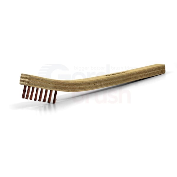 3x7 Row 0.006 Phosphor Bronze Bristle, Plywood Handle Scratch Brush, PK12
